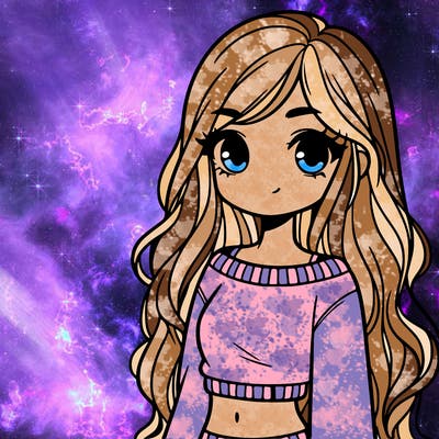 girl with long hair and a crop top with a sweater