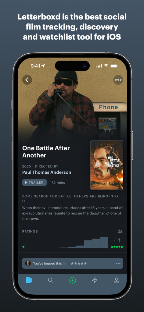 영화 상세 정보와 별점이 표시된 Letterboxd 앱 스크린샷