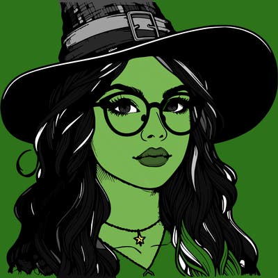 a witch with glasses realistic
