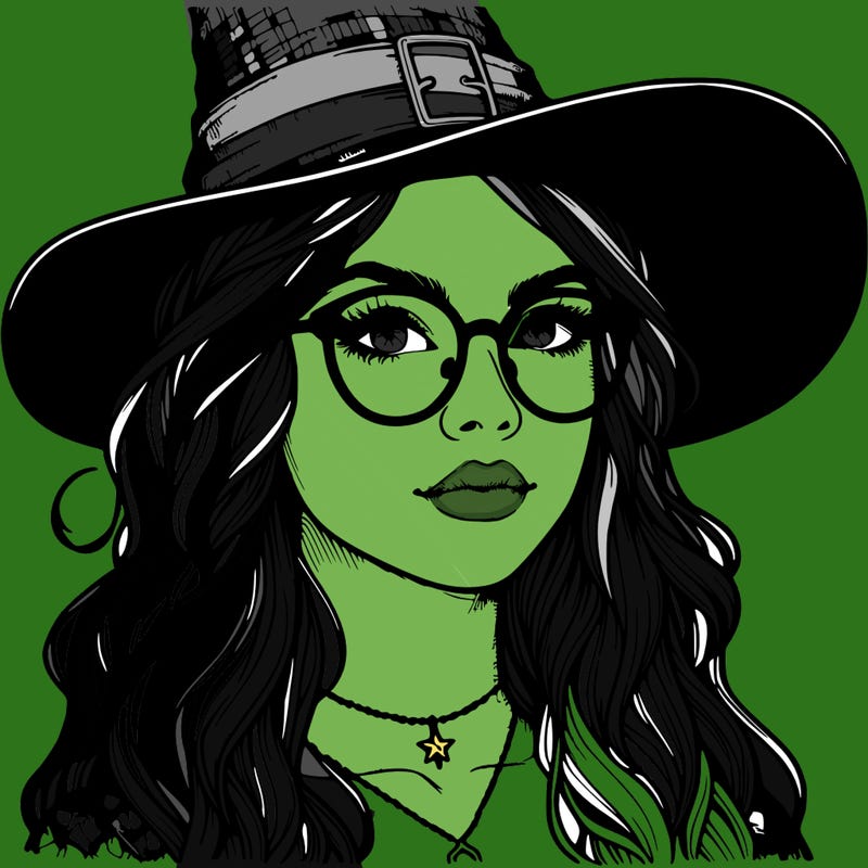 a witch with glasses realistic