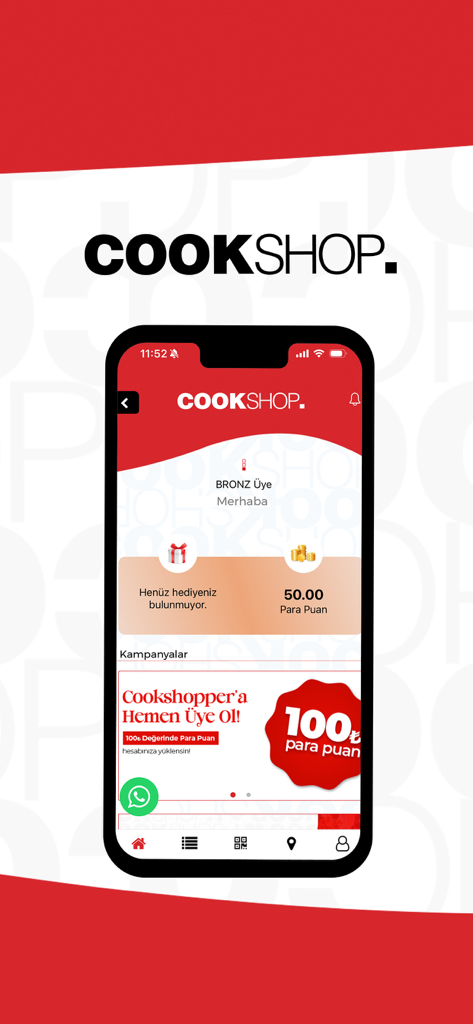 CookShoppers - CookShoppers mobile app home screen showing bronze membership status and loyalty points balance
