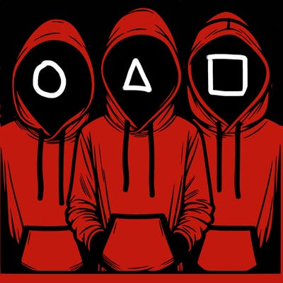3 faceless people in  hoodies