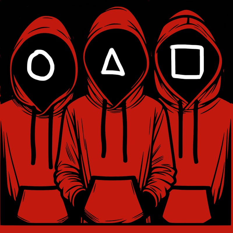 3 faceless people in  hoodies