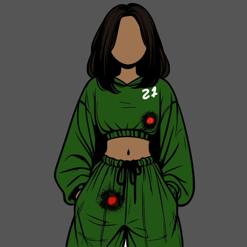realistic girl faceless with baggy pants and a crop top