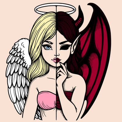 realistic angel half demon