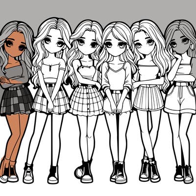 a group of girls realistic