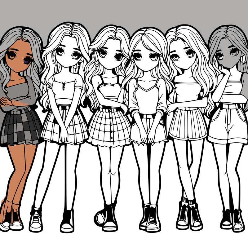 a group of girls realistic