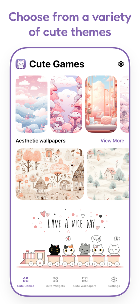 CuteKit Cute Aesthetic Widgets - A variety of cute pastel aesthetic wallpapers and themes in the CuteKit app