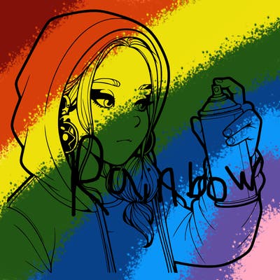 a realistic girl, spray painting