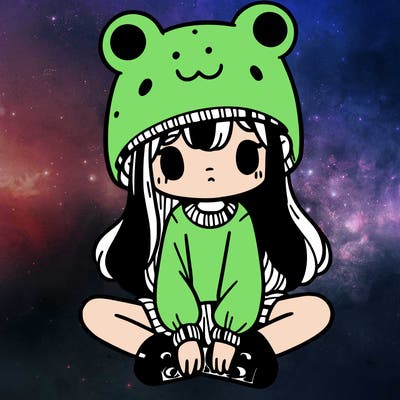 a girl wearing a frog hat and some frog socks