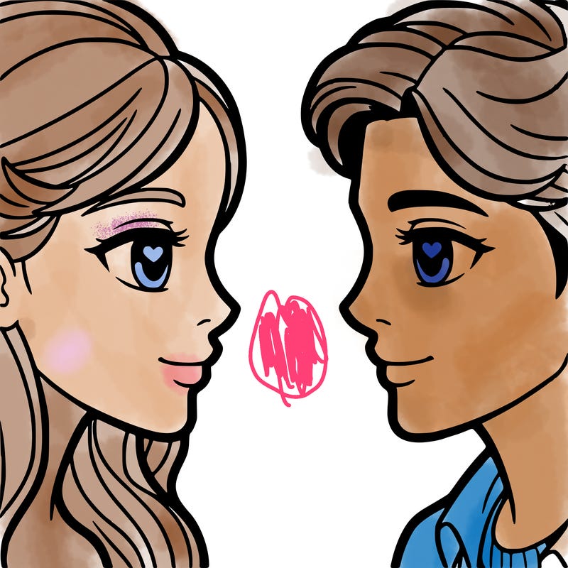 a man and woman looking into each other's eyes