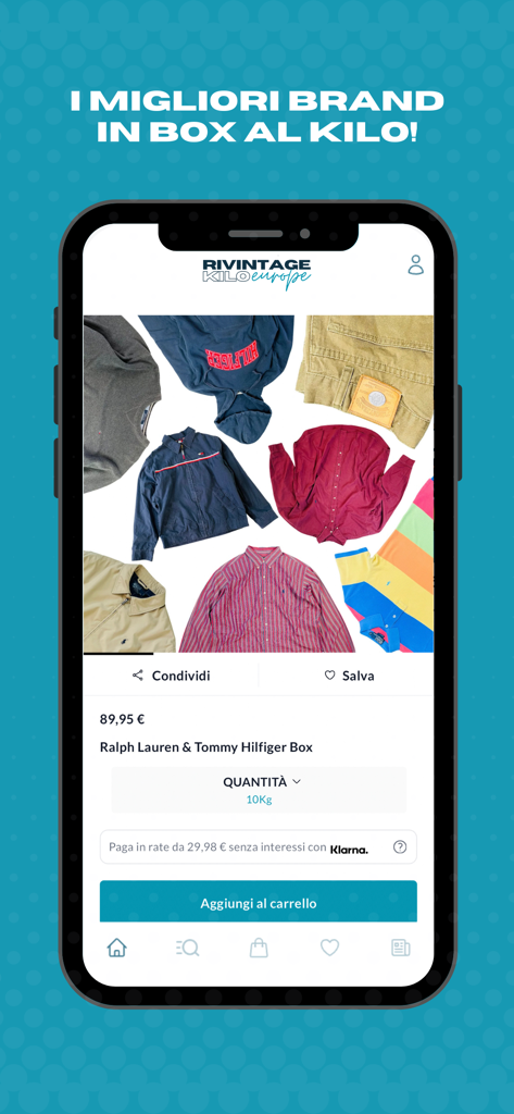 Rivintagekilo - Rivintagekilo mobile app displaying a wholesale box of vintage Ralph Lauren and Tommy Hilfiger clothing for resale