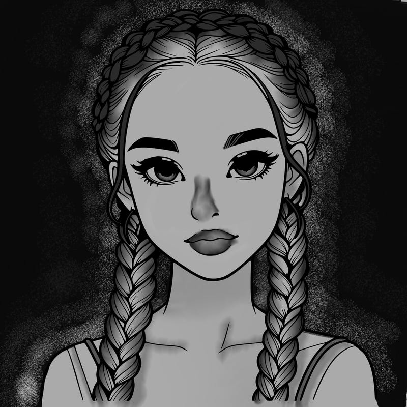 realistic girl with braids