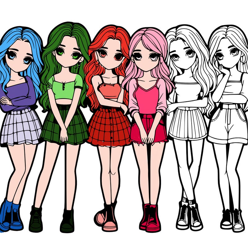 a group of girls realistic