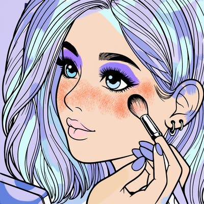 a realistic girl doing her makeup