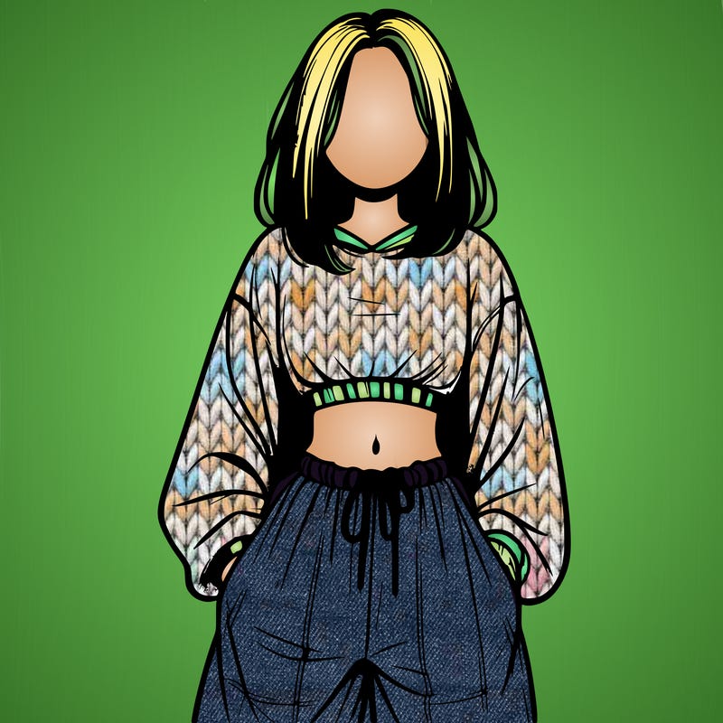 realistic girl faceless with baggy pants and a crop top