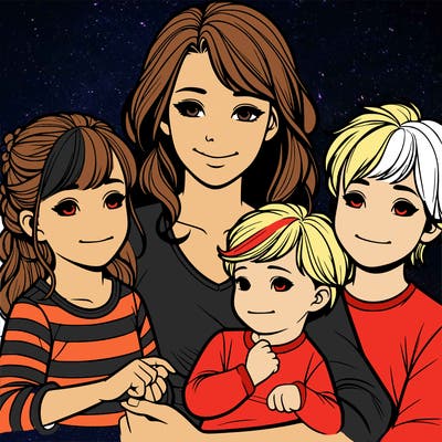 realistic mom and 3 kids