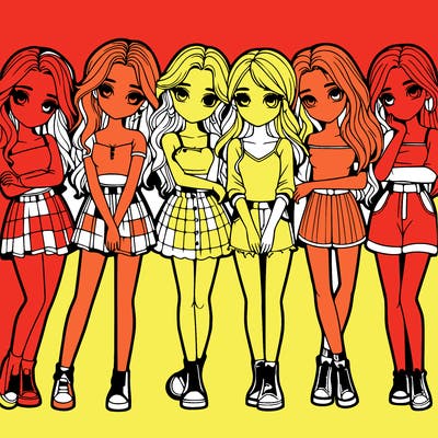 a group of girls realistic