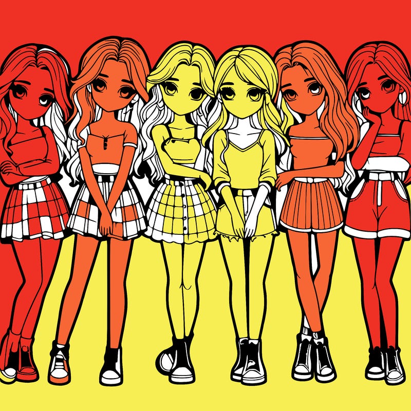 a group of girls realistic