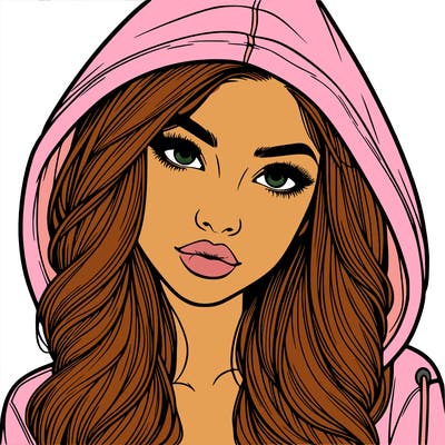 realistic beautiful girl with a hood on