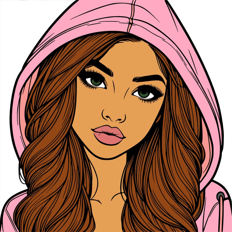 realistic beautiful girl with a hood on