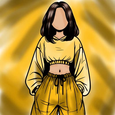 realistic girl faceless with baggy pants and a crop top