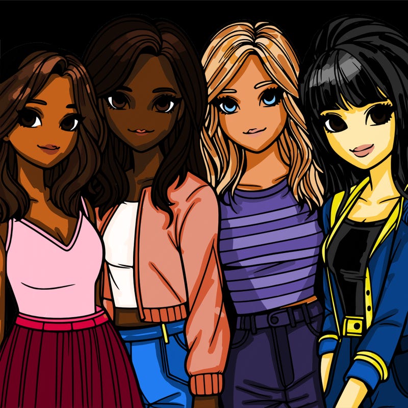 a group of girls realistic