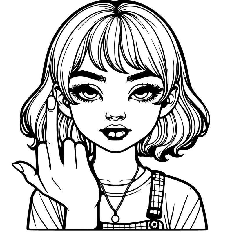 realistic girl sticking up the middle finger