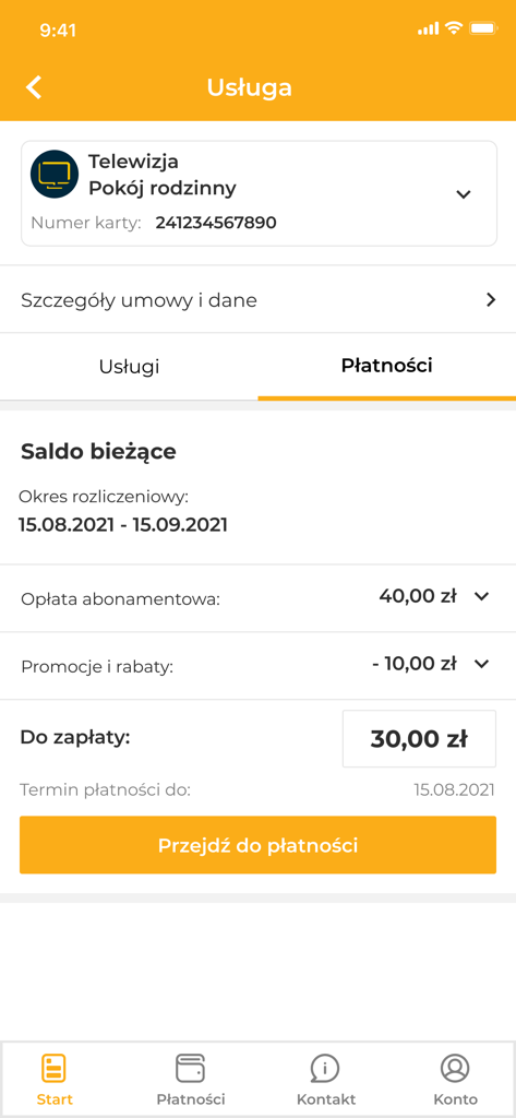 iPolsat Box - iPolsat Box app screen showing current balance and payment button for Polish TV services