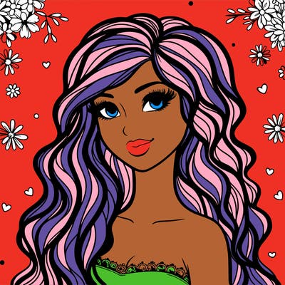 pretty woman with long wavy hair