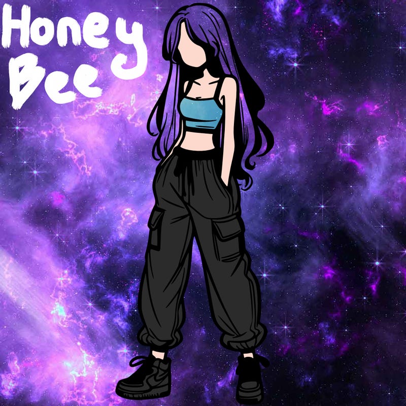 girl in baggy pants crop top and long hair