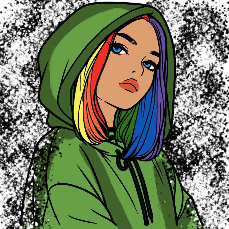 a realistic girl in a hoodie