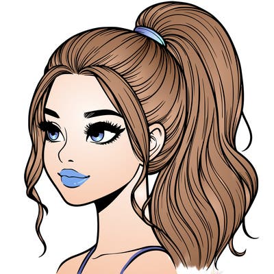 realistic girl with a high ponytail
