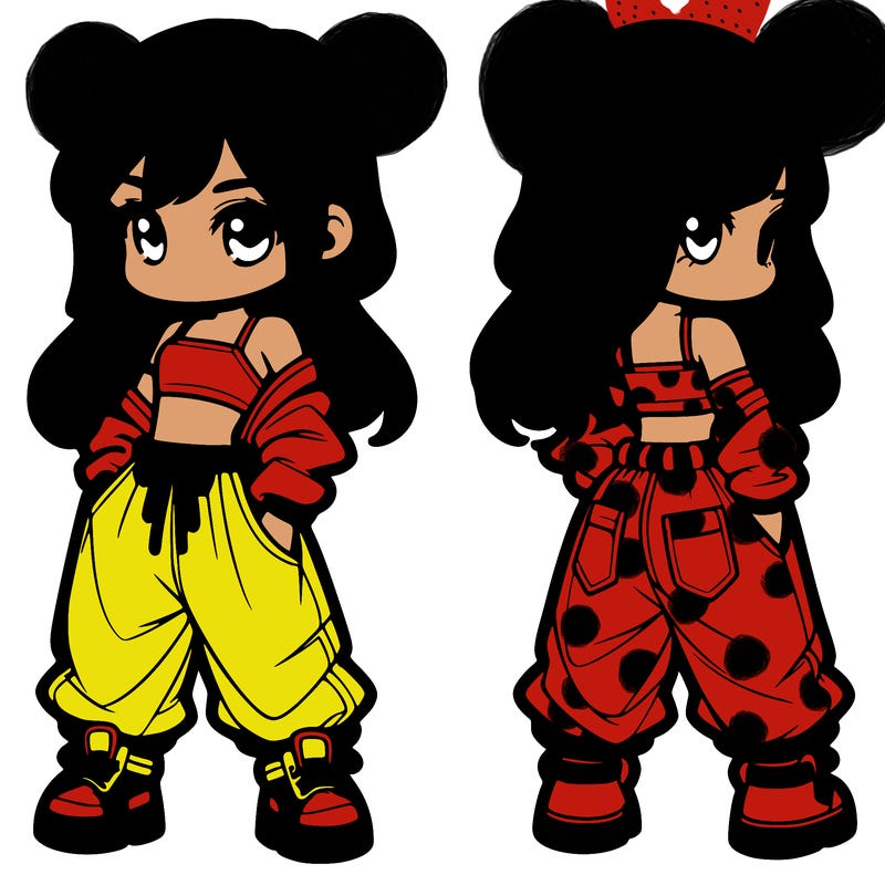 girl in crop top and baggy pants