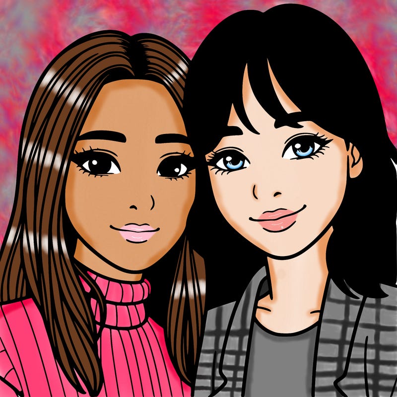 asian woman being in a couple with a latina woman realistic