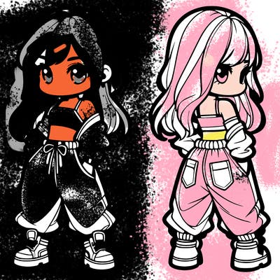 girl in crop top and baggy pants