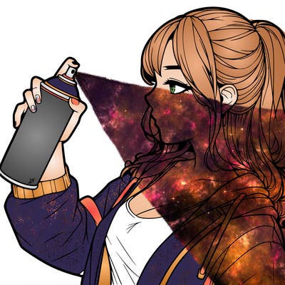 a realistic girl spray, painting