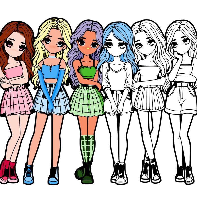 a group of girls realistic