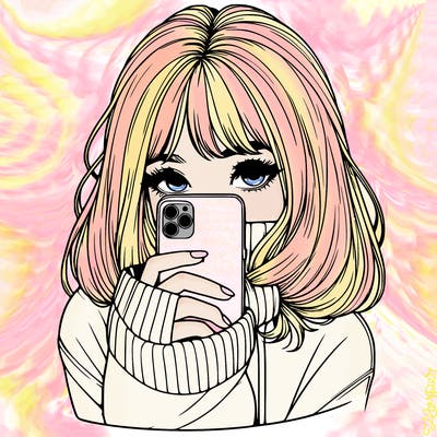 realistic girl with phone hiding their face