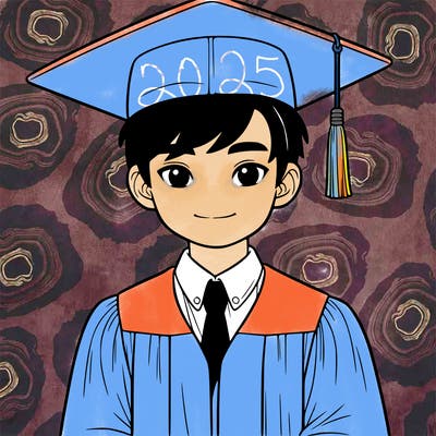asian person graduating from school realistic