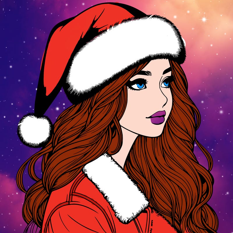 realistic girl in santa hat