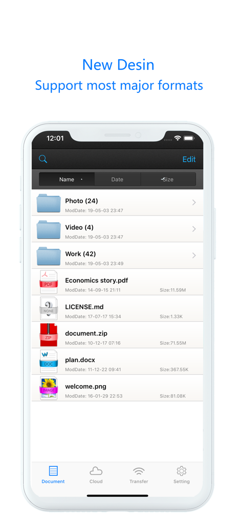 Benutzeroberfläche der Portables USB-App, die eine Liste von Ordnern und Dateien in verschiedenen Formaten wie PDF, ZIP und Word-Dokumenten anzeigt
