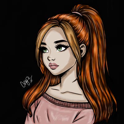 realistic girl with a high ponytail