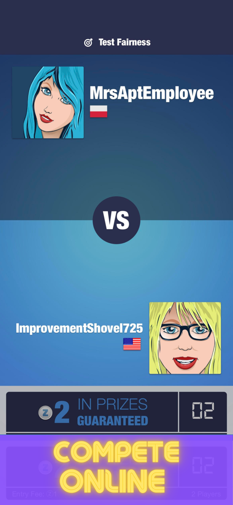 Dominoes For Real Cash Skillz - A matchmaking screen showing two players competing for prizes in the Dominoes For Real Cash Skillz app.