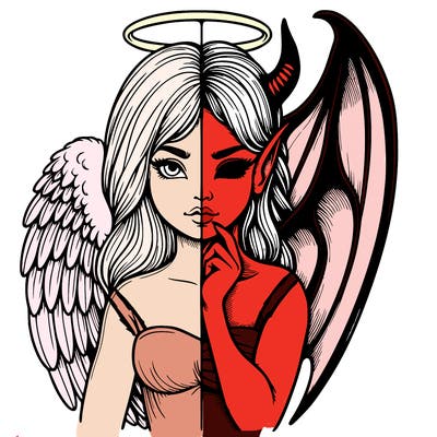 realistic angel half demon