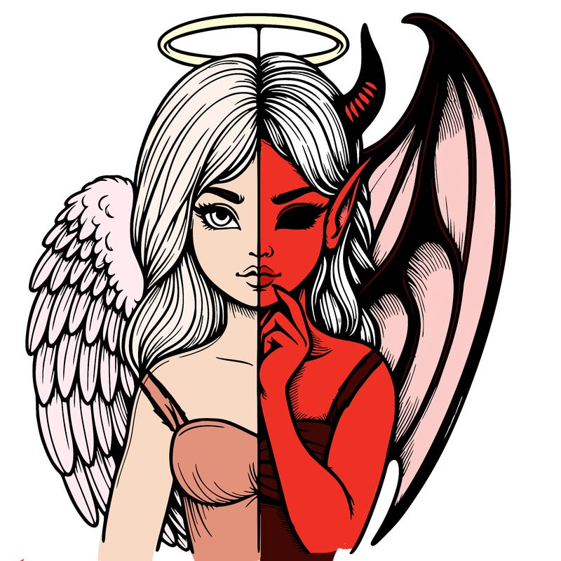 realistic angel half demon