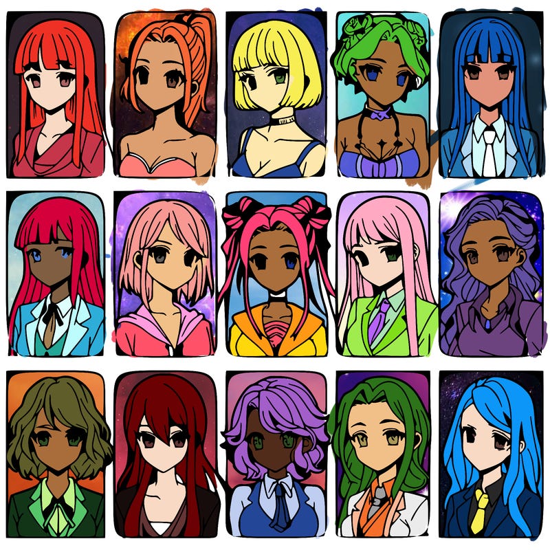 girls that look diffrent anime