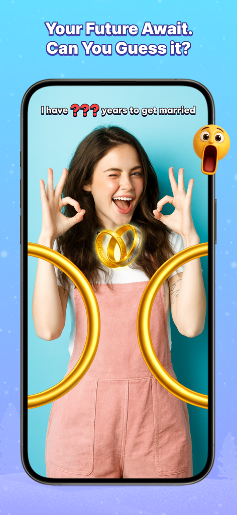 Funny Filter Challenge - A young woman using a future marriage prediction AR filter on the Funny Filter Challenge app