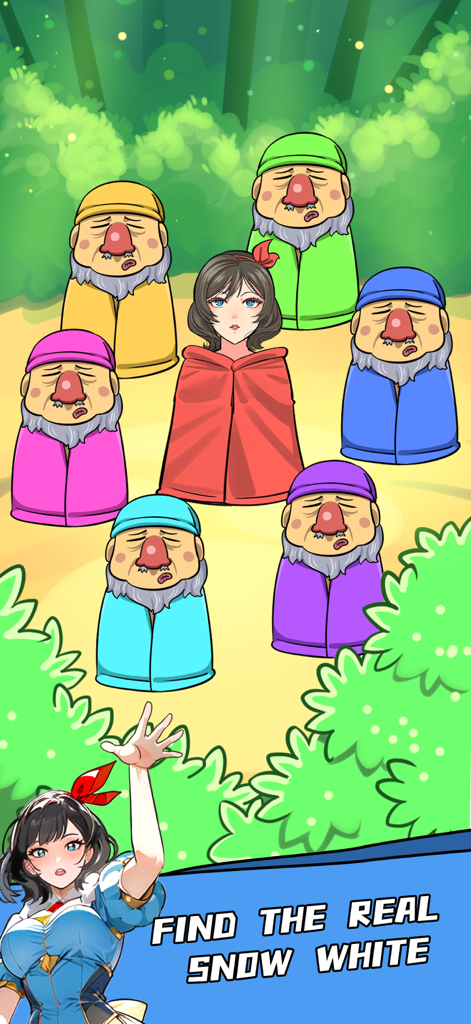 Brain Baits puzzle screen where the player must find the real Snow White among characters