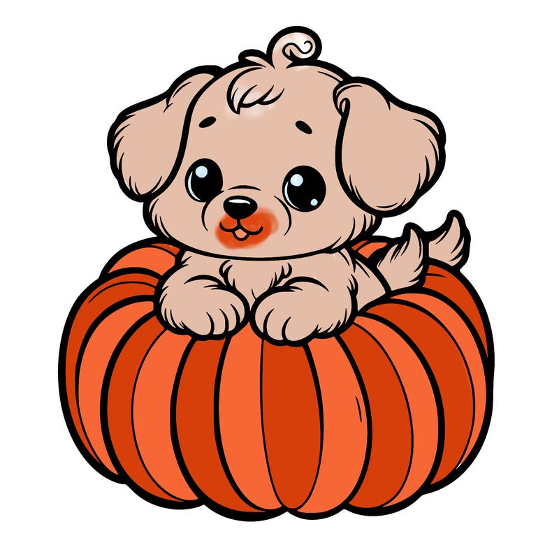 cute little puppy in a pumpkin